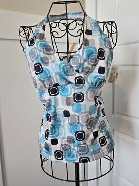 Tangents Retro Geometric Halter Top (NWT)
